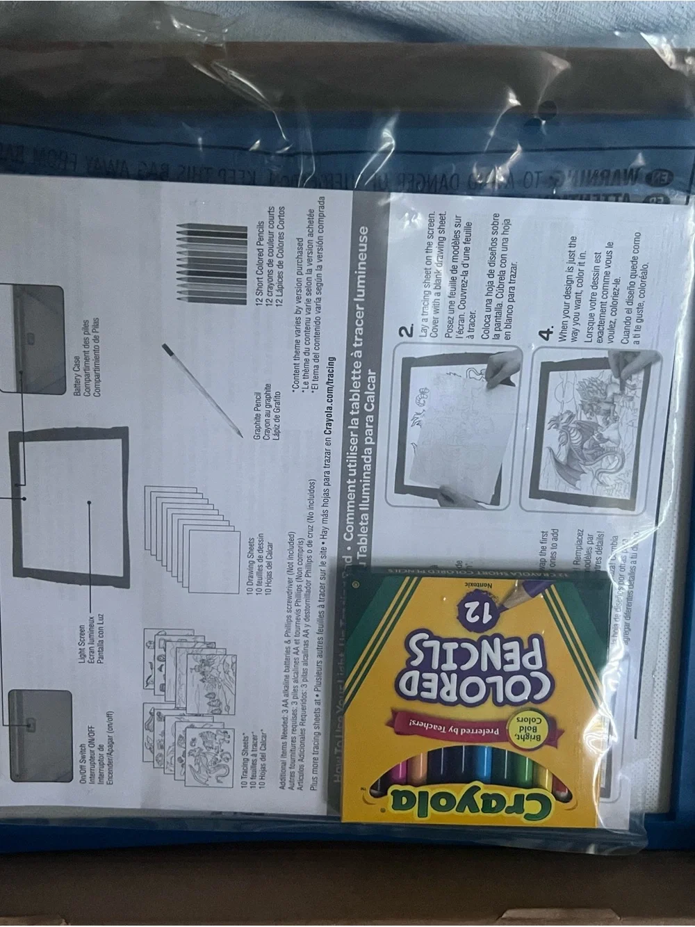 Crayola Light-Up Tracing Pad with Blue Frame and Multicolor Pencils